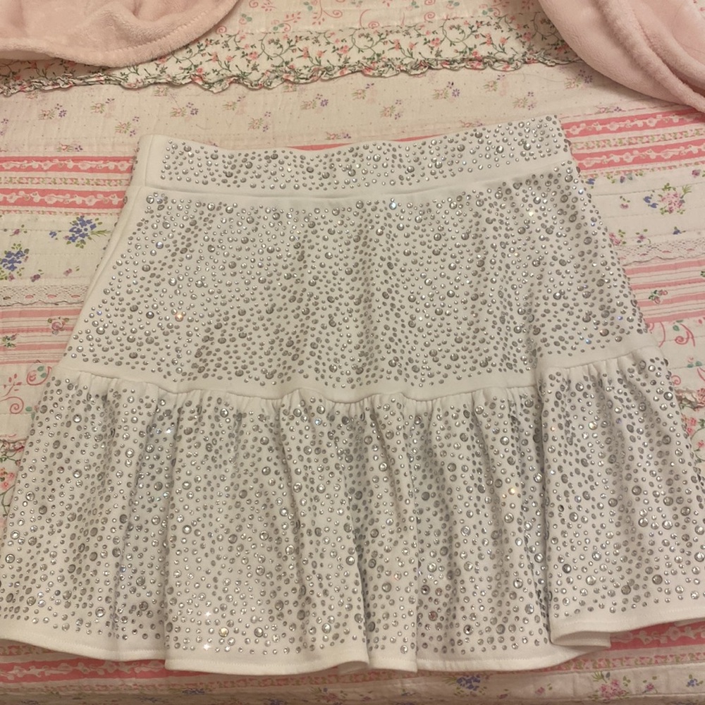Queen of sparkles white rhinestone skirt